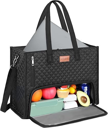 INSMEER Bolsa de almuerzo para mujer, bolsa de trabajo con compartimento para almuerzo y bolsa para laptop de 15.6 pulgadas, lonchera aislada de 22
