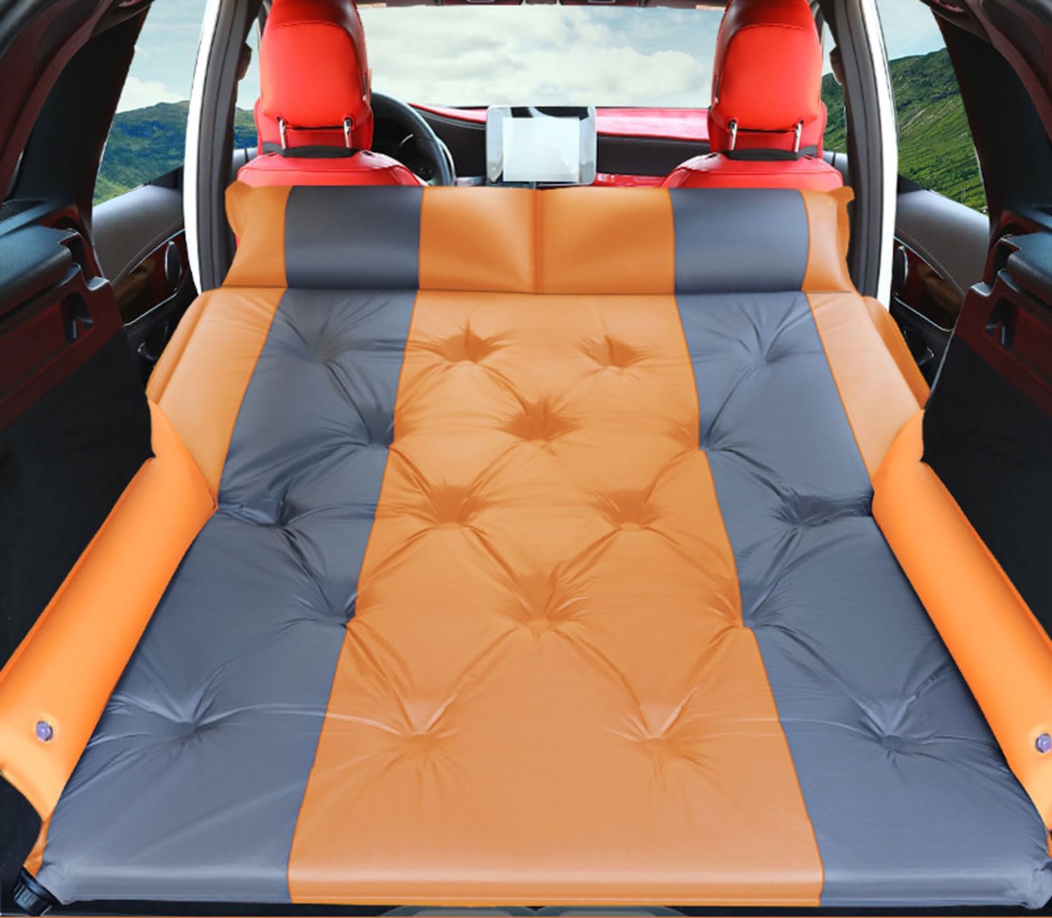 Car Air Mattress for Infiniti FX I 2003 2004 2005 2006 2007 2008, Foldable Inflatable Car Mattress Portable Flocking Thickened for Outdoor Camping Car Accessories,Orange