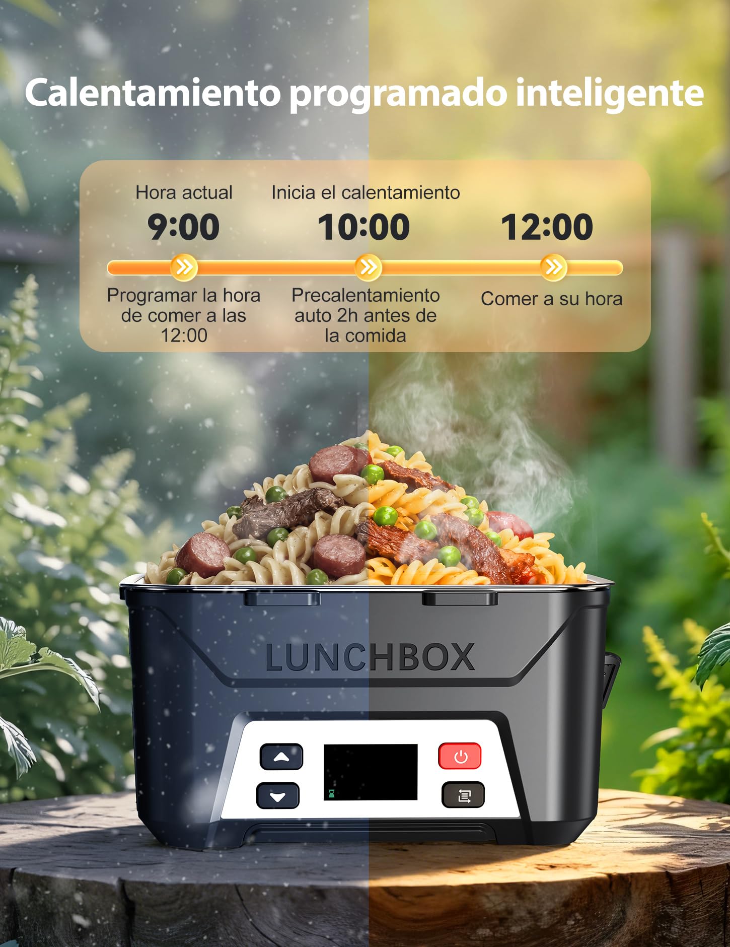 Docusvect Fiambrera Electrica con Bateria, Fiambreras Comida Trabajo con Calentamiento Programado, 1,3 L Taper Electrico para Comida con Divisores Extraíbles y Bolsa Térmica | Fiambreras Comida Trabajo con Calentamiento Programado, 1,3 L Taper Eléctrico p