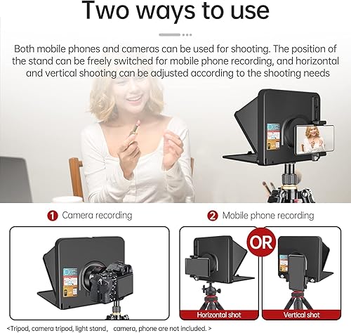 Miniatura 15 de LENSGO TC7S Teleprompter portátil para teléfono, mini teleprompter plegable de un segundo con control remoto, aplicación compatible con iPhone