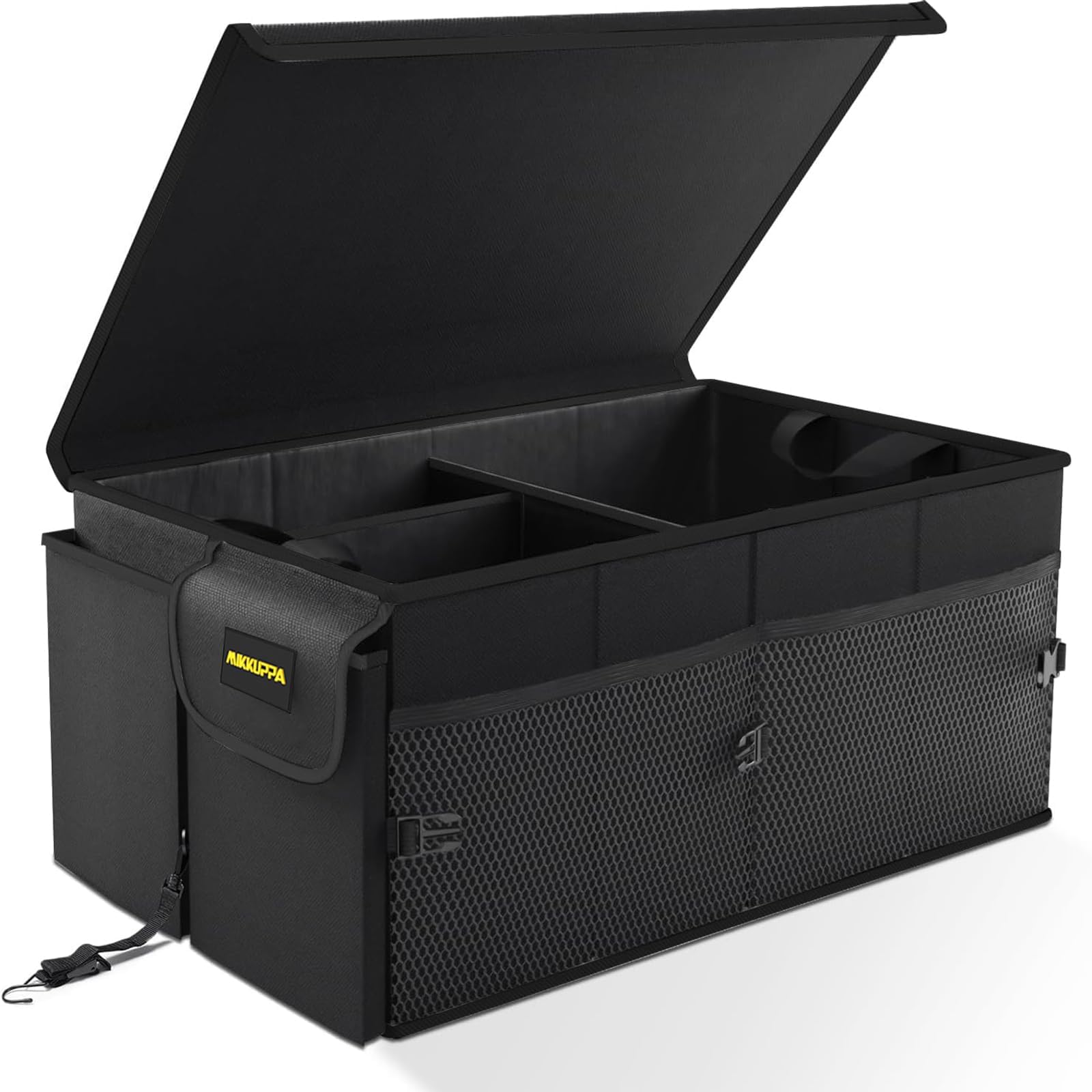 MIKKUPPA Trunk Organizer with Lid - 65L Collapsible Car Organizer, Black