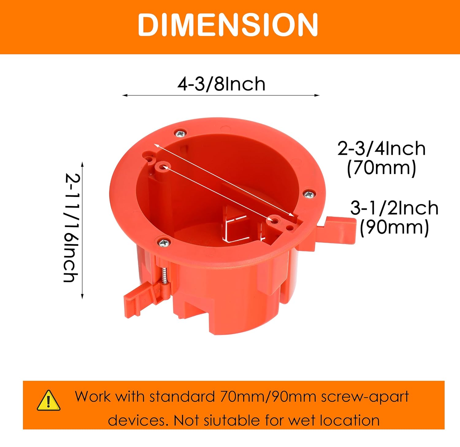 [6 Pack] CLOUDY BAY Round Electrical Box,Old Work Junction Box,Ceiling Box,18 Cubic Inches Pancake Box,UL Listed