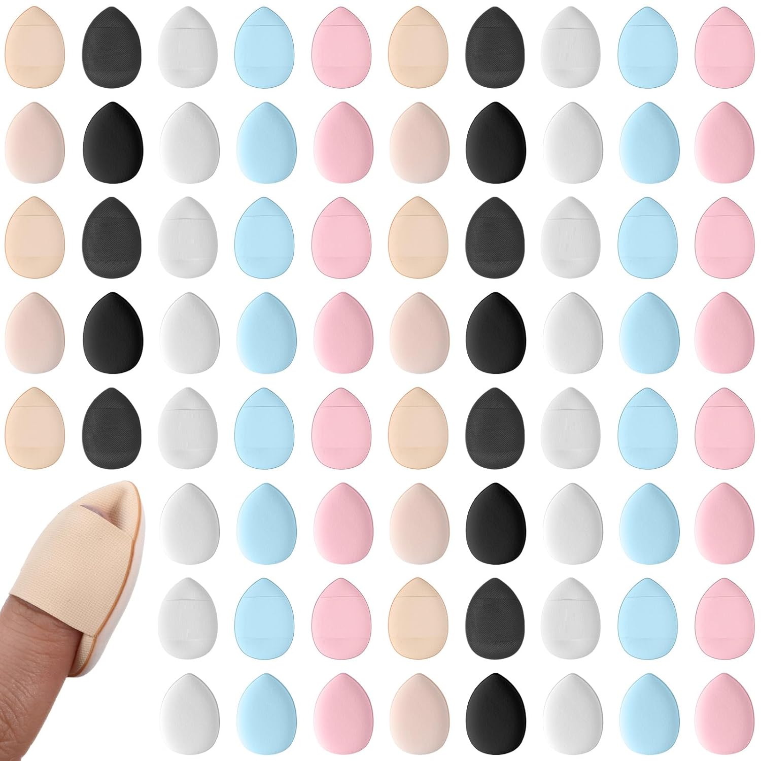 75PCS Finger Powder Puff, Mini Makeup Puff, Reusable Drop-Sh...