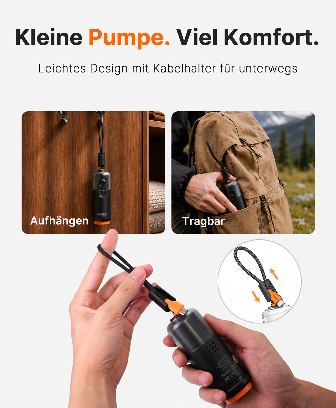 Vacbird 10 Stück Vakuumbeutel für Kleidung mit wiederaufladbarer elektrischer USB-Pumpe, 5x 54x74x12cm und 5x 61x84x12cm – platzsparende Vakuumierbeutel für Reisen und Kofferorganisation