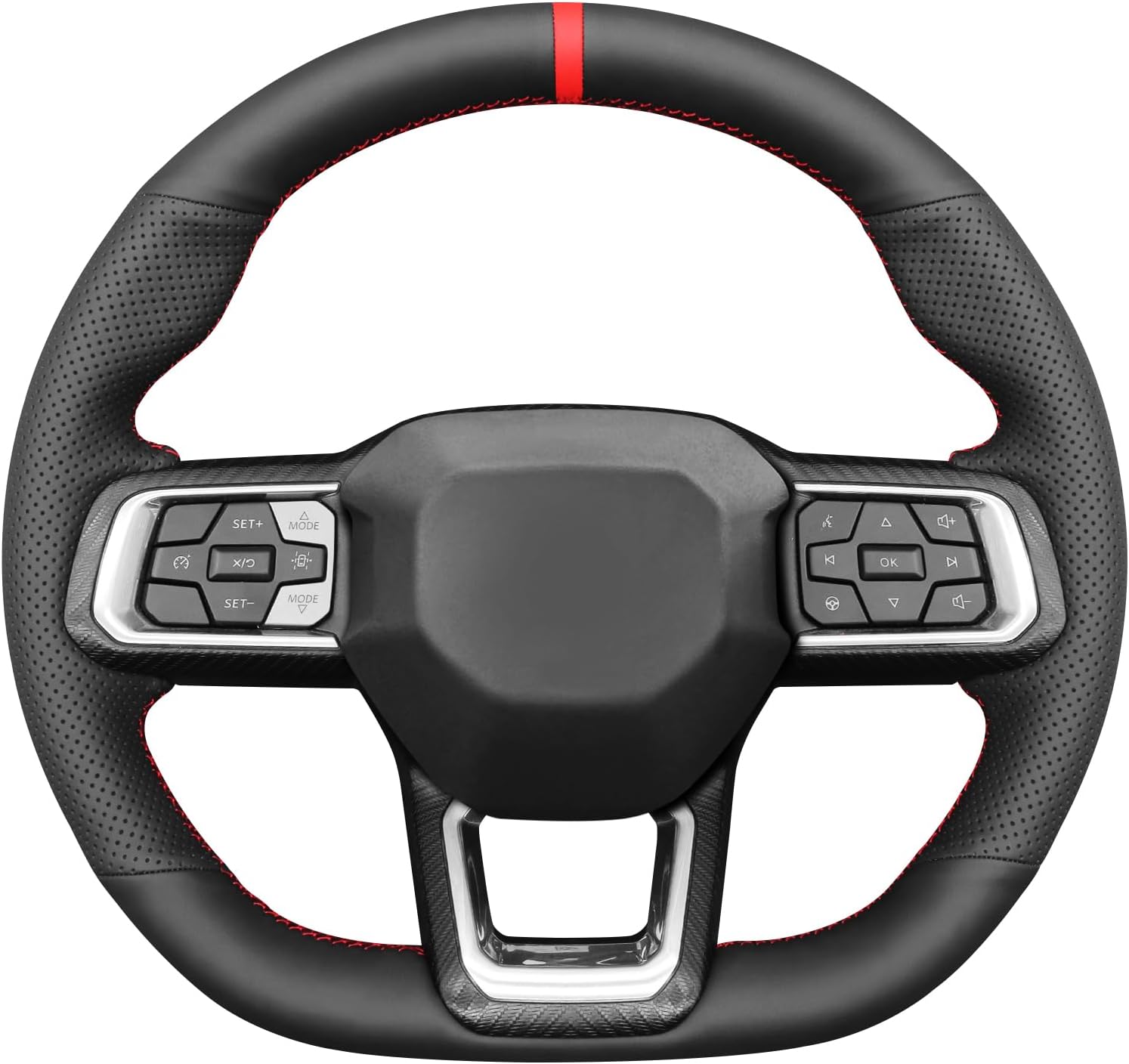 MEWANT Steering Wheel Cover Compatible with Ford Mustang 2024 Hand-Stitched Microfiber Leather Steering Wheel Wrap