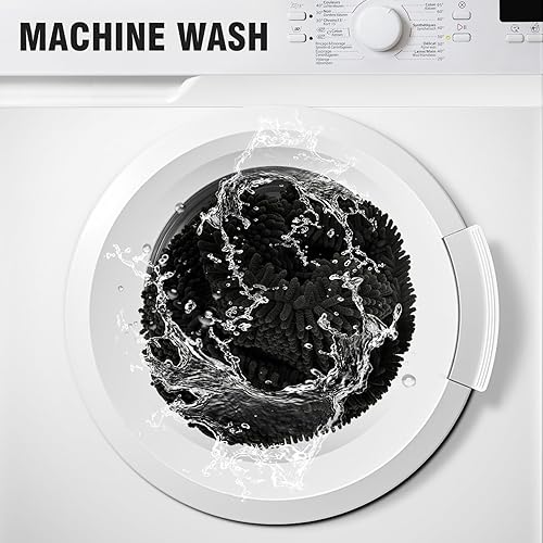 Miniatura 7 de TECHMILLY Juego de 2 alfombras de baño de felpilla suave y esponjosa, antideslizantes, absorbentes, para baño, lavables y de secado rápido, color