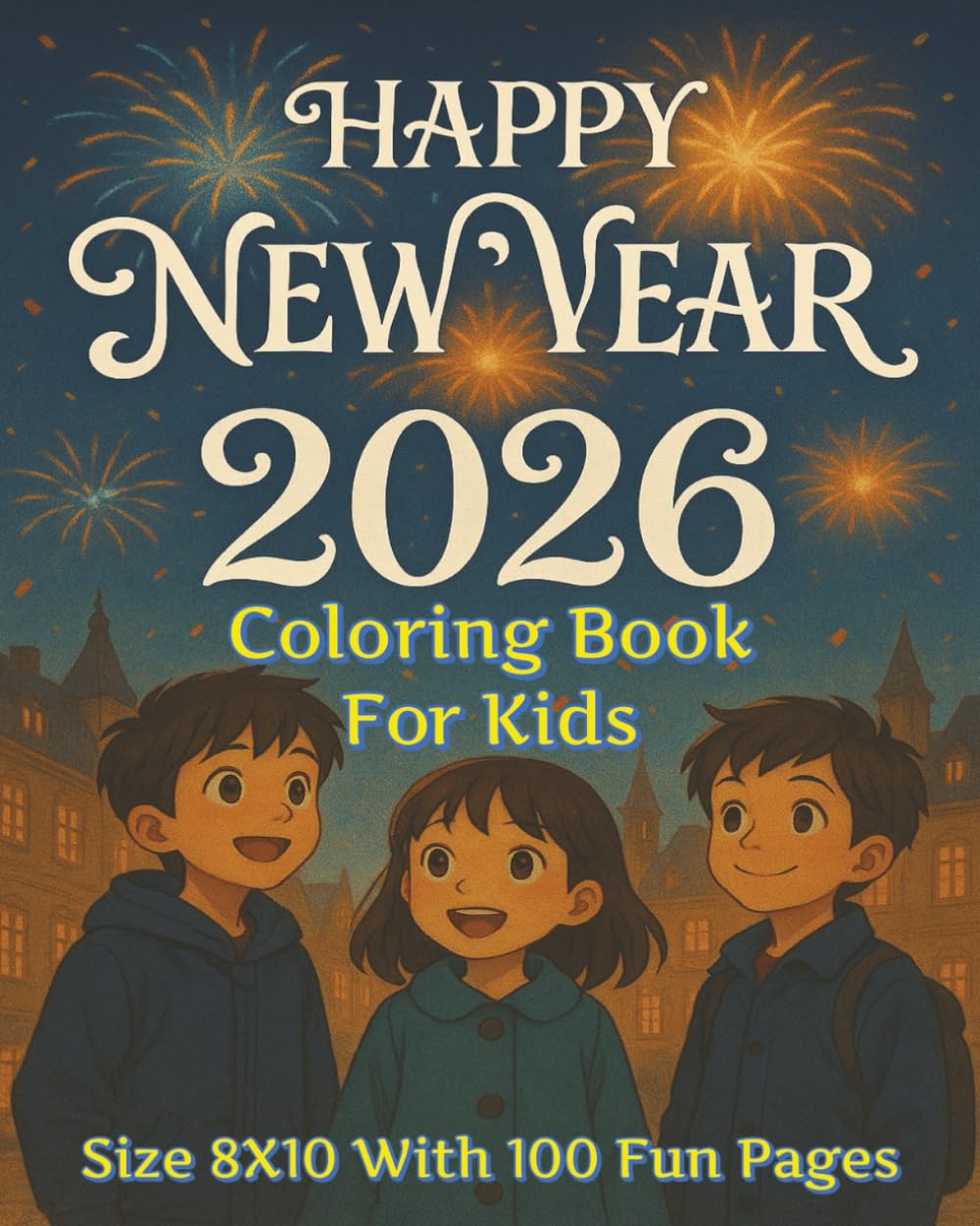 Happy New Year 2026 Coloring Book For Kids: A Joyful New Year 2026 Kid's Coloring Book Featuring 100 Pages of Fun, Festive, and Creative Holiday ... Break Fun, and Celebrating the New Year!