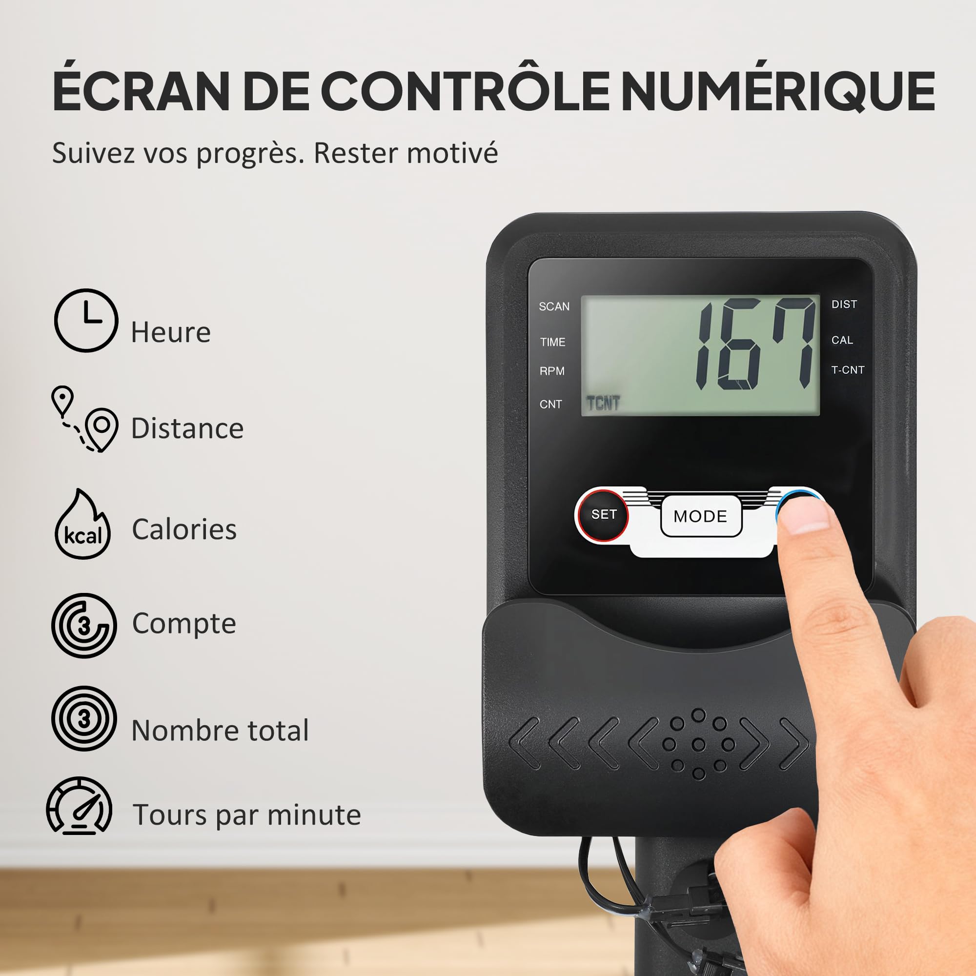 SPORTNOW Vogatore per acqua, vogatore per sollevamento sollevamento pesi, resistenza regolabile, serbatoio 6-11L, schermo LCD, supporto per tablet, seduta larga, deposito verticale, carico max.135 kg
