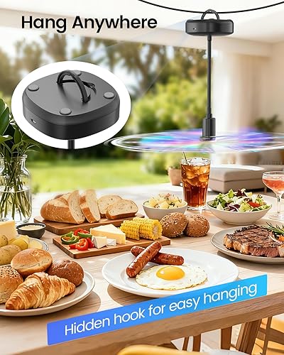 Miniatura 6 de Paquete de 4 ventiladores de mesa de alimentos, ventilador de alimentos recargable alimentado por USB de 2000 mAh, ventilador portátil con cuello de
