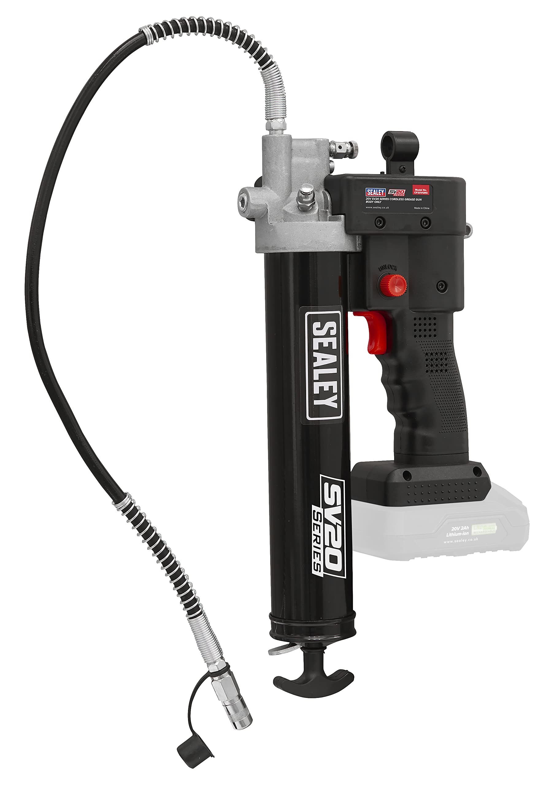 Sealey Cordless Grease Gun 20V SV20 Series - Body Only Heavy Duty Head CP20VGRG