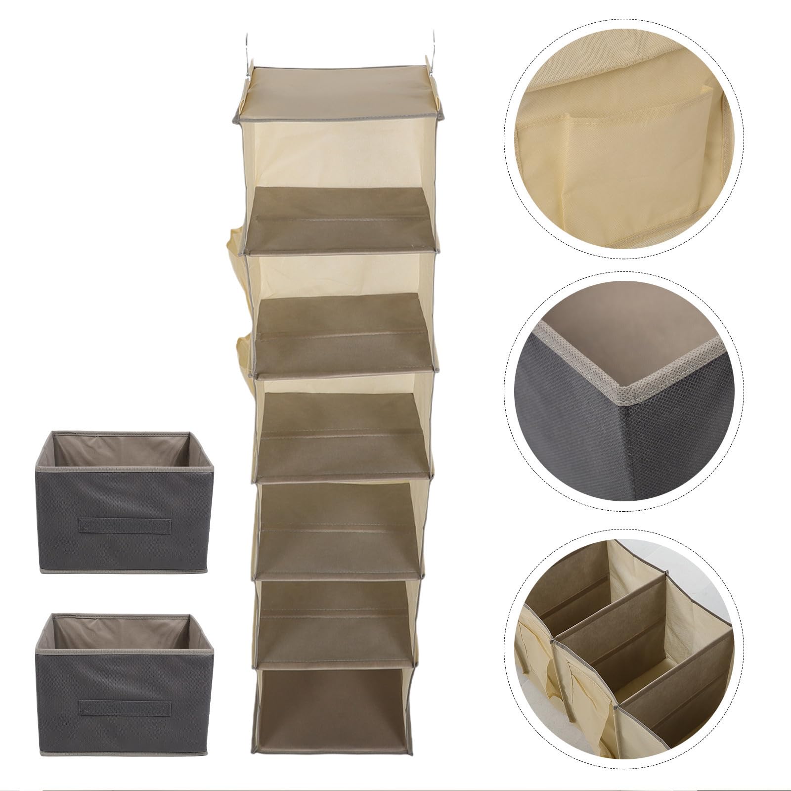 Organizzatore da Appendere per Armadio Non Tessuto Beige 6 Scomparti Separati e Apertura Rinforzata, Struttura Robusta per Ingresso e Guardaroba