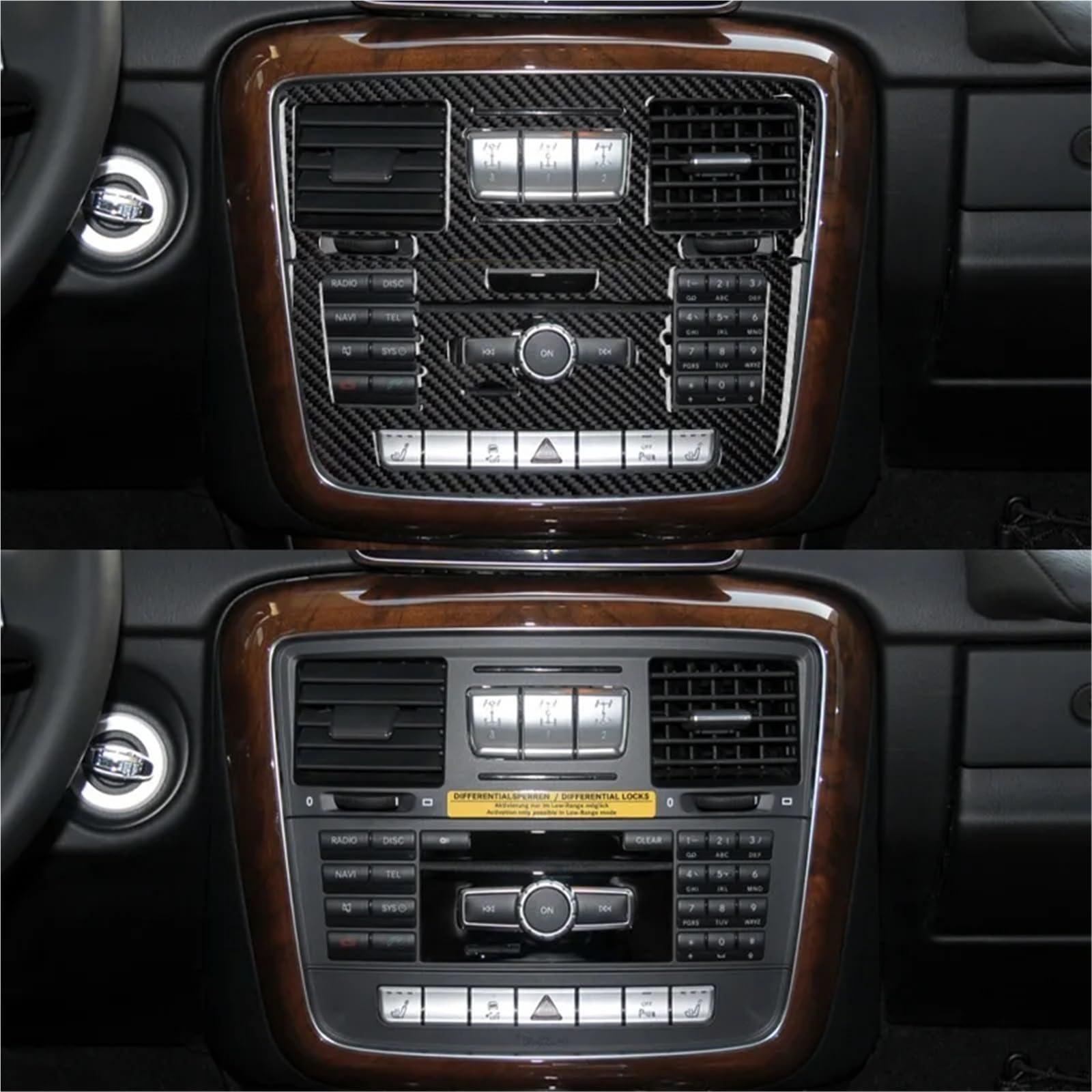 Folia na panel‌ Okleina skrzynia biegów‌ Naklejka dekoracyjna na panel CD konsoli środkowej Akcesoria do wnętrza samochodu pasujące do G-CLASS W463 2013-2018(Black)