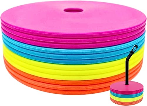 Miniatura 10 de LEZER Conos planos de 6 pulgadas y 8 pulgadas, marcadores de puntos, conos de fútbol, marcadores de cancha de campo, puntos para sentarse, discos