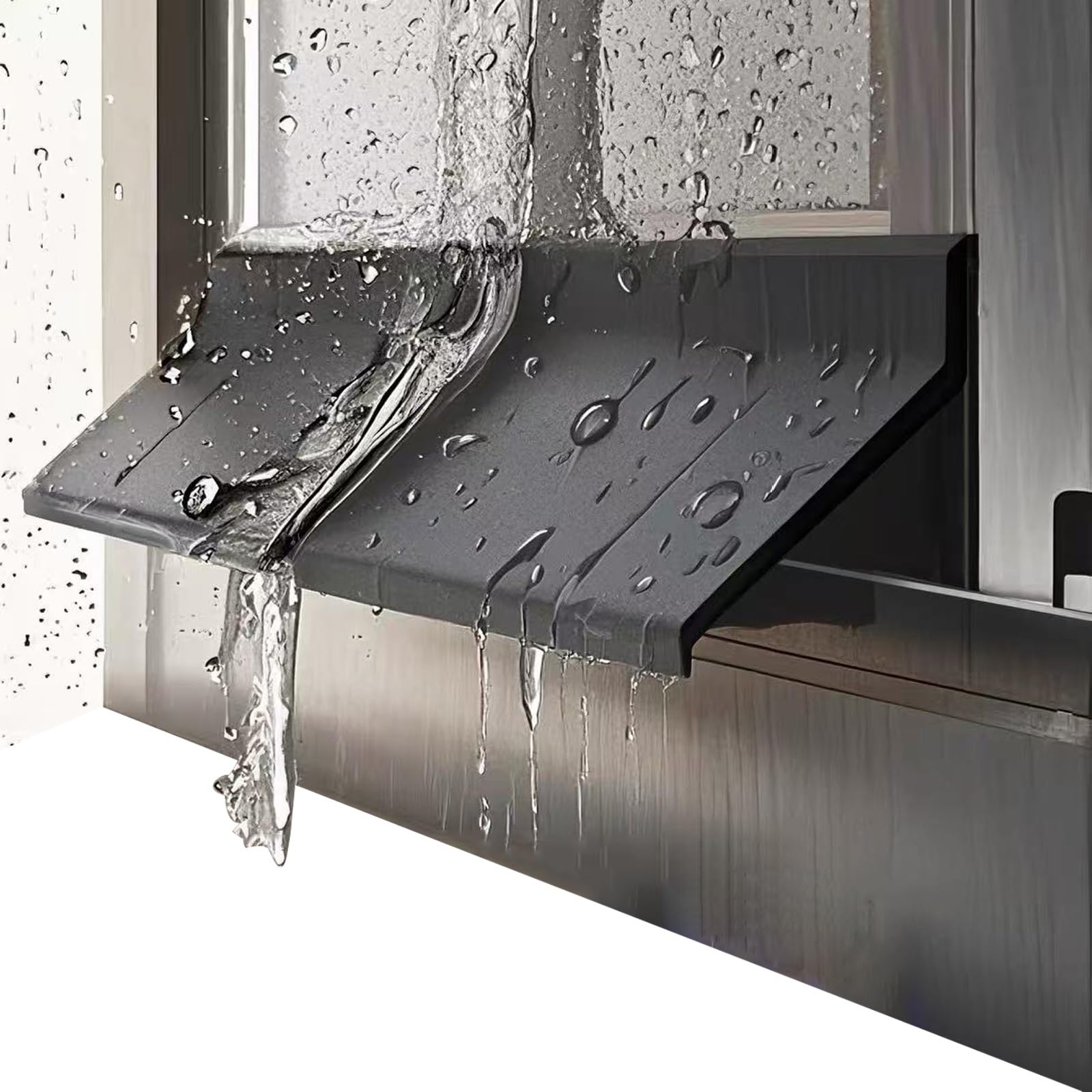YUQIWKK Rubber Self-adhesive Window Rain Deflector for Diverting House Rainwater, Black Drip Guard, Door Bottom Sweep Edge, Indoor/Outdoor Window Rain Guard, 3.3-16.4ft(2.5m(8.2ft),5.5cm)