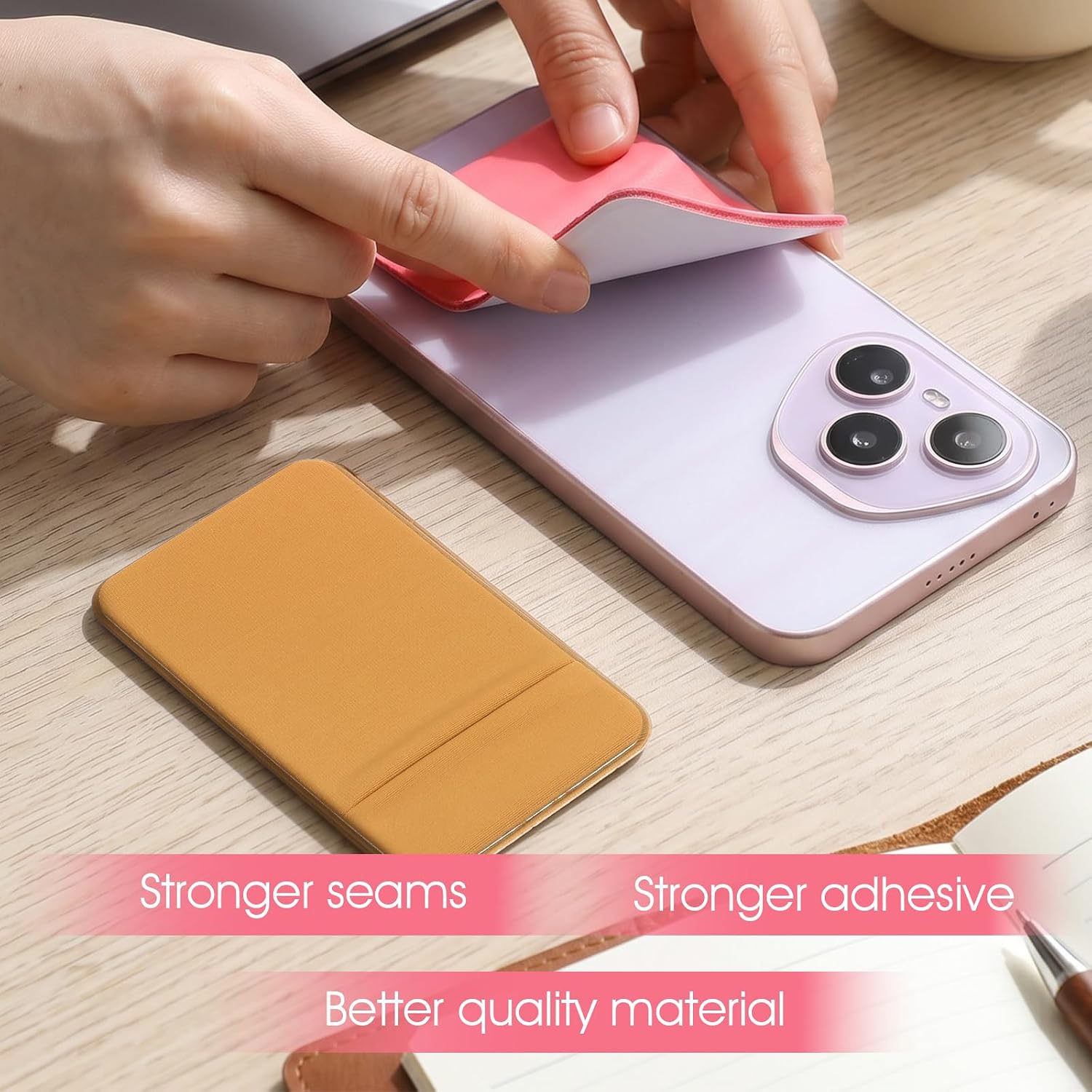 4 PCS Flat Thin Wallet Key Holder, Slim Credit Card Sleeve Holders, Minimalist Slim Key Organizer Sleeve with Big Compartment, Compact KeyCard Holder for Women Men (Black, White, Fuchsia, Brown)