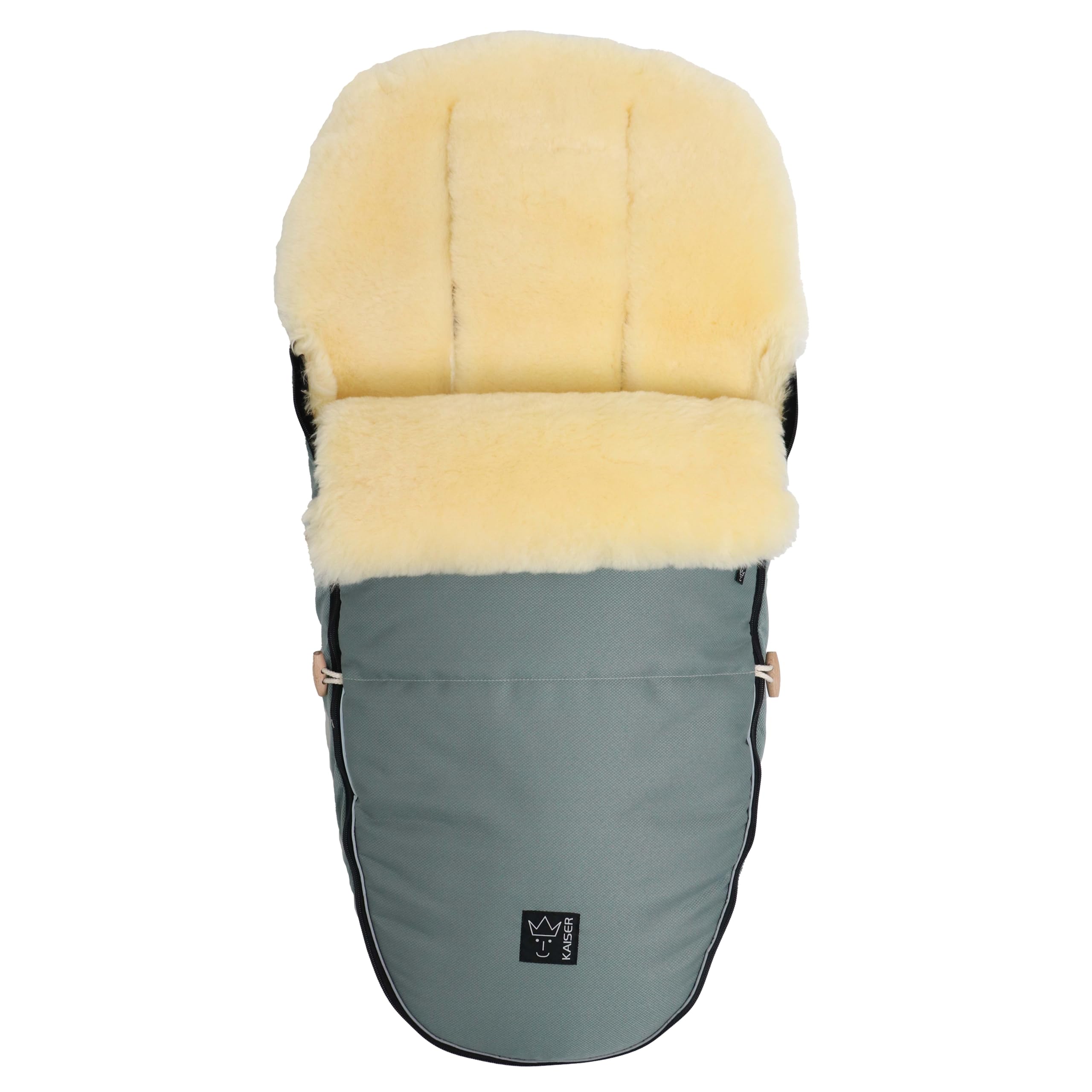 Kaiser 6544586 Lammfell Fußsack "LOVE THE NATURE" Farbe: slit green