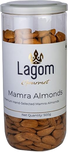 Lagom Mamra Almonds 500g | Premium Afghan Mamra Badam | Medium Sized, Rich &amp; Naturally Nutty | No Added Preservatives | Ve...