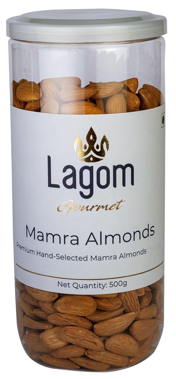Lagom Mamra Almonds 500g | Premium Afghan Mamra Badam | Medium Sized, Rich & Naturally Nutty | No Added Preservatives | Ve
