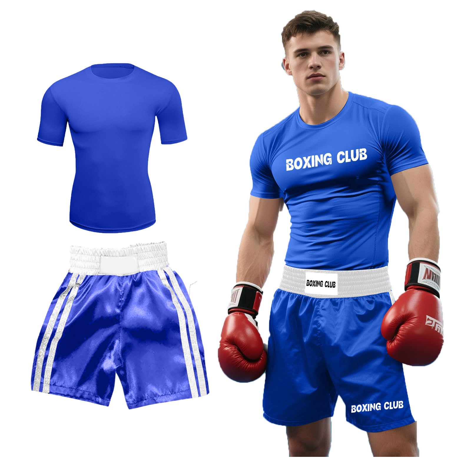 Personalised Boxing Set with Custom Name Pattern - Short Sleeve Top & Shorts for Men Women Kids Suitable for Muay Thai, MMA Training Gear Gift for Boxing Lover,Halloween Costume