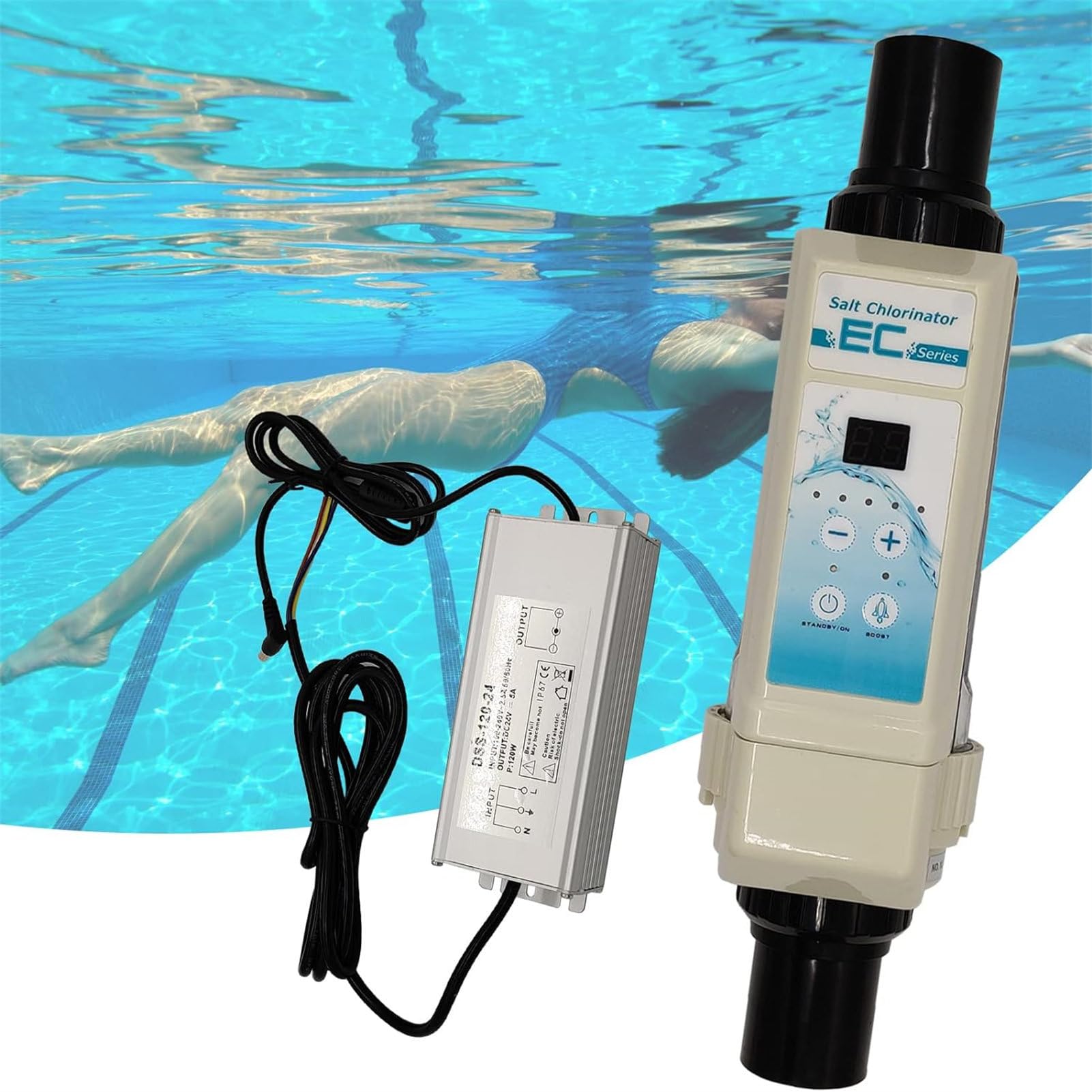 Générateur de Chlore au sel de Piscine, chlorinateur d'eau salée, 20 g/h, chloration de Piscine d'eau salée. Équipement de Traitement de l'eau, chloration de l'eau (10000gallons)