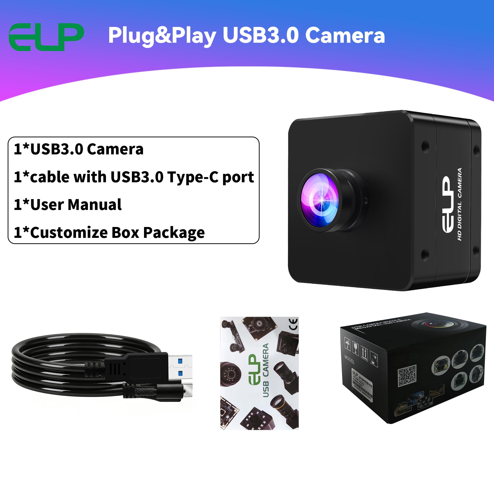 ELP Cámara USB de alta velocidad, 1080P/230fps, 4K/60fps, 12MP/30fps, Mini UVC USB3.0/2.0 Lightburn Cámaras para Windows, Linux, Mac, Pi, gran angular 88°(H) IMX577 Webcam para PC Jetson Nano