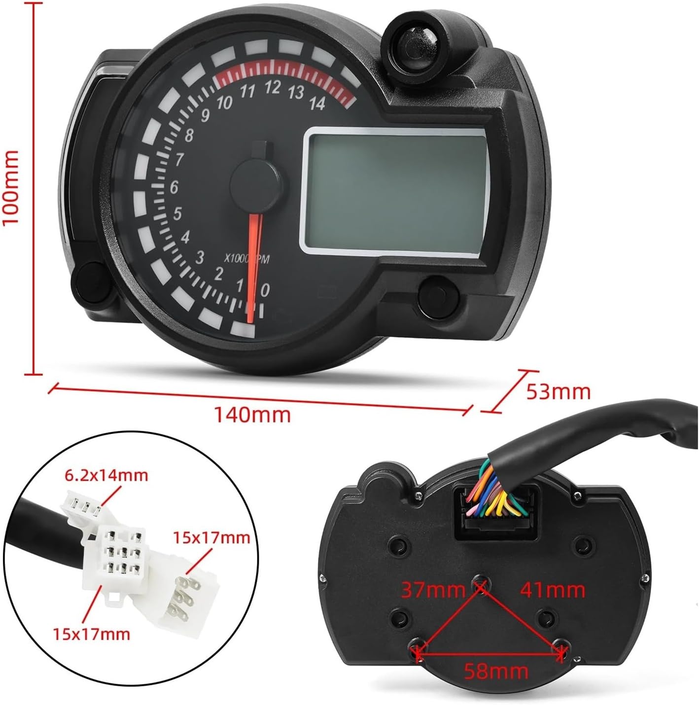 Tachometer Gauge Motorcycle Dashboard Moto Meter Universal Digital Motorcycle Odometer Speedometer Meter Instrument Adjustable MAX 299KM/H