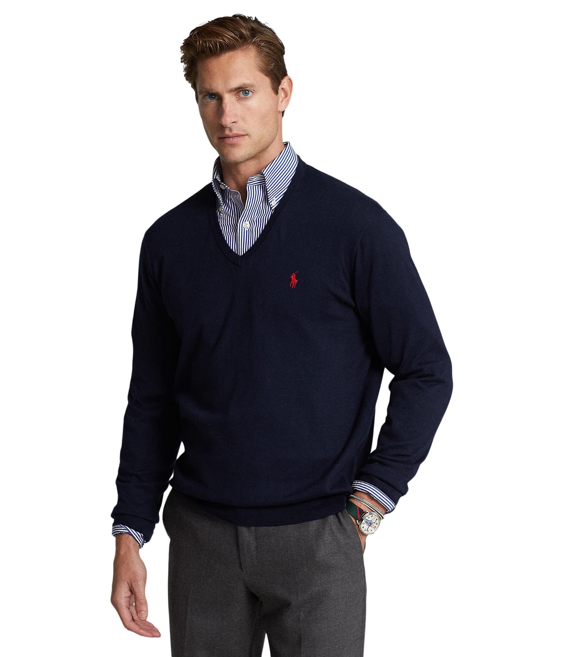 Polo Ralph Lauren Herren-Pullover aus Baumwolle mit V-Ausschnitt