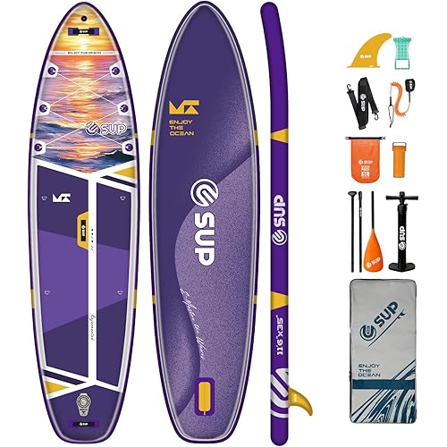 E SUP 11'6"x35" Extra Wide Inflatable Paddle Board, Big Size Stand up Paddleboards for 450lb/3 People/Family/Beginner/Yoga, w/Shoulder Strap,100L Backpack,Dual-Action Pump,All-Round Sup Board