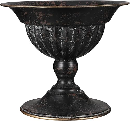 Yardwe Jarrón de urna de hierro fundido de hierro fundido, maceta vintage para urna, retro, rústica, clásica, jarrón, jarrón, jarrón primitivo,