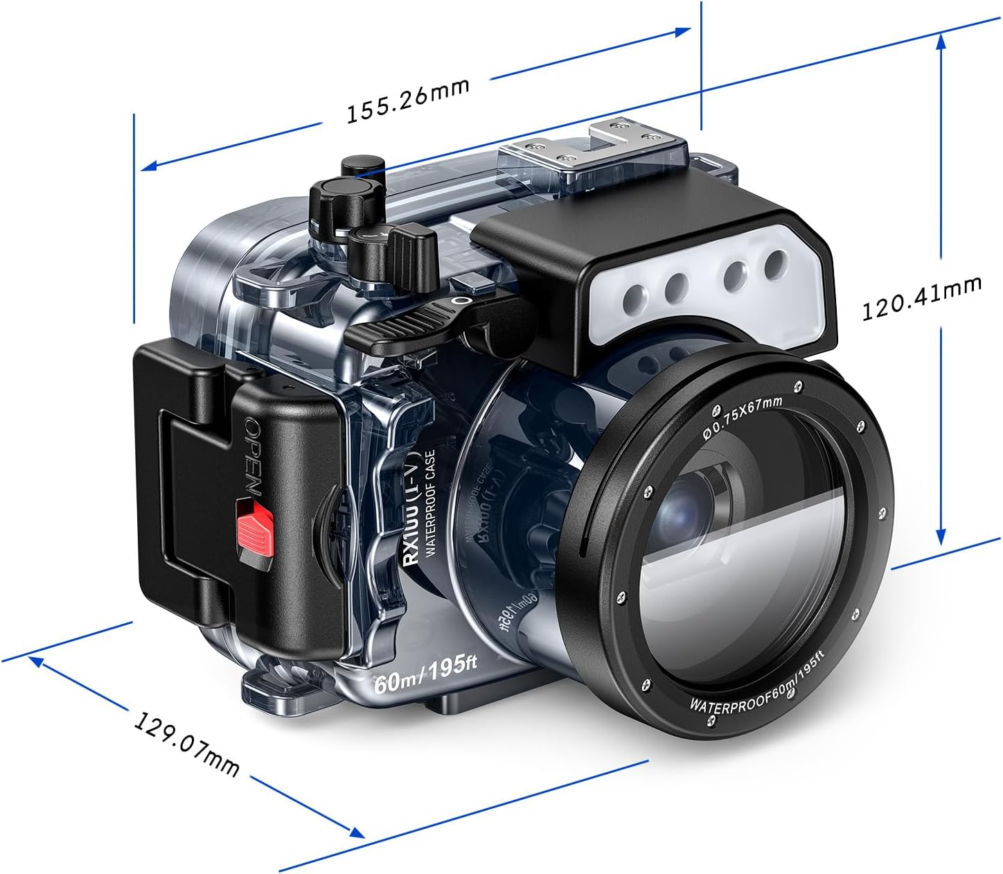 Sea Frogs Waterproof Camera Housing Compatible with Sony RX100 I-V IPX8 40m/130ft Maximum Diving Depth Underwater Camera Case for Diving, Surfing, Rowing, Skiing