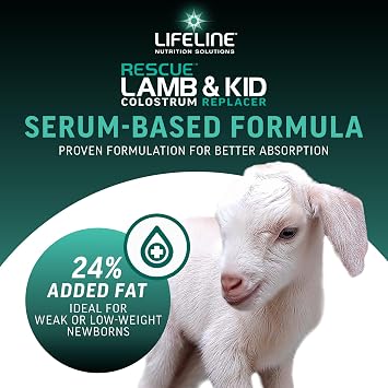 ANNUSO LIFELINE Rescue Lamb & Kid Colostrum Replacer, 1.3lb Bag - 144g Globulin Protein for Newborn Goats & Lambs - Immune Support, Fat, Vitamins, Minerals - Serum-Based, Easy-Mix Formula