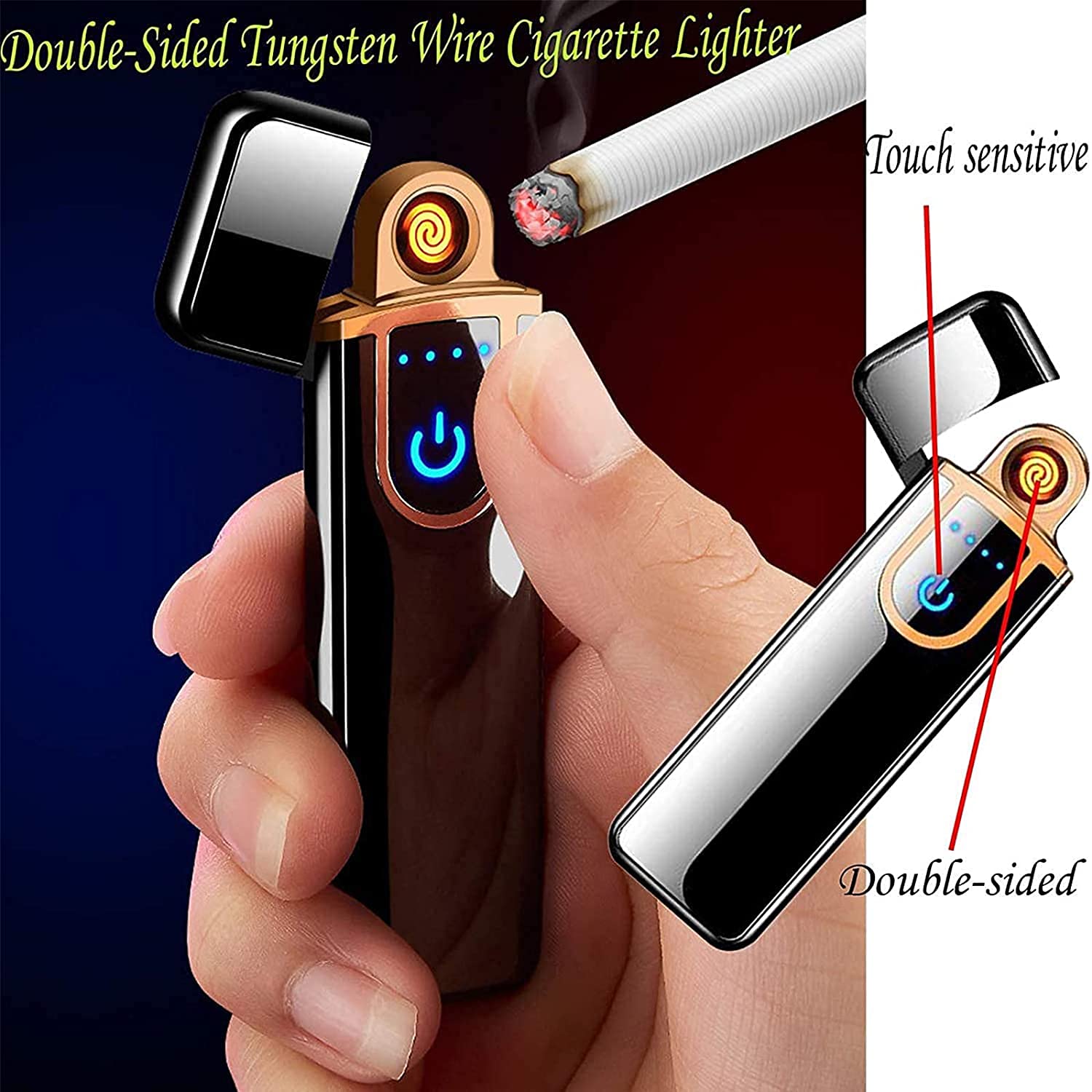 BiTNiX DGL 08 Electronic Touch Lighter, Smart Electric Lighters, USB Rechargeable Lighter Windproof Flameless Lighter Plasma Lighter for Smoking, Men, Gift,Cigarette, Cigar (Outdoors Indoors) 2