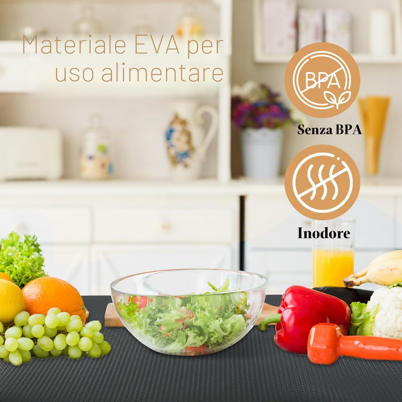 Rivestimento per ripiani 40 x 600 cm Tappetini per cassetti di mobili da cucina, Rivestimenti per cassetti in EVA non adesivo, antiscivolo e a prova di olio per mobili da cucina, credenze e dispense