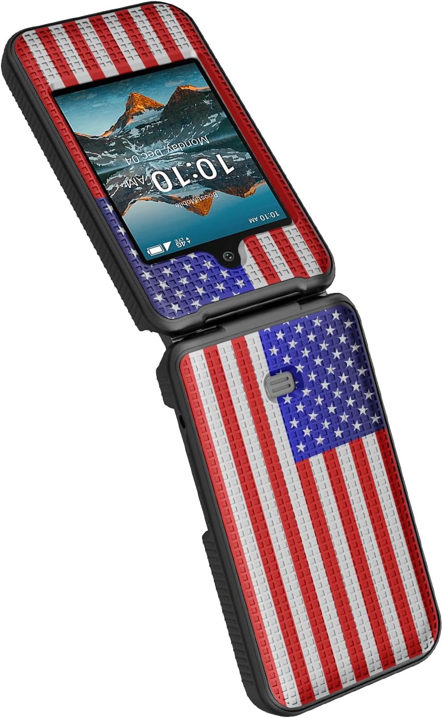Grid Series for Consumer Cellular Iris Easy Flip Phone Case - USA Flag image 5