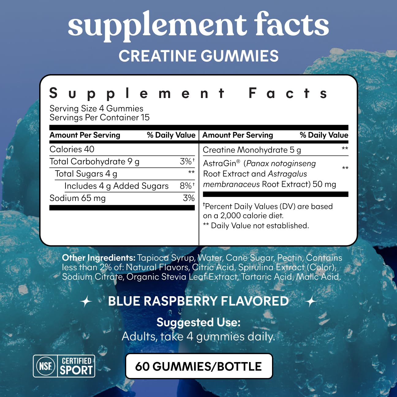 Lemme Creatine Monohydrate Gummies, Blue Raspberry (60 Gummies) — Amazon image 6