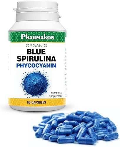 PHARMAKON Espirulina azul orgánica Ficocianina  Superalimento prebiótico, bioactivo  Extracción sin solventes (90 unidades)