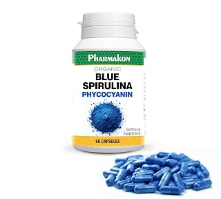 PHARMAKON Organic Blue Spirulina Phycocyanin | Prebiotic, Bioactive Superfood | Solvent-Free Extraction (90 Count) - Amazon product rated Grade B