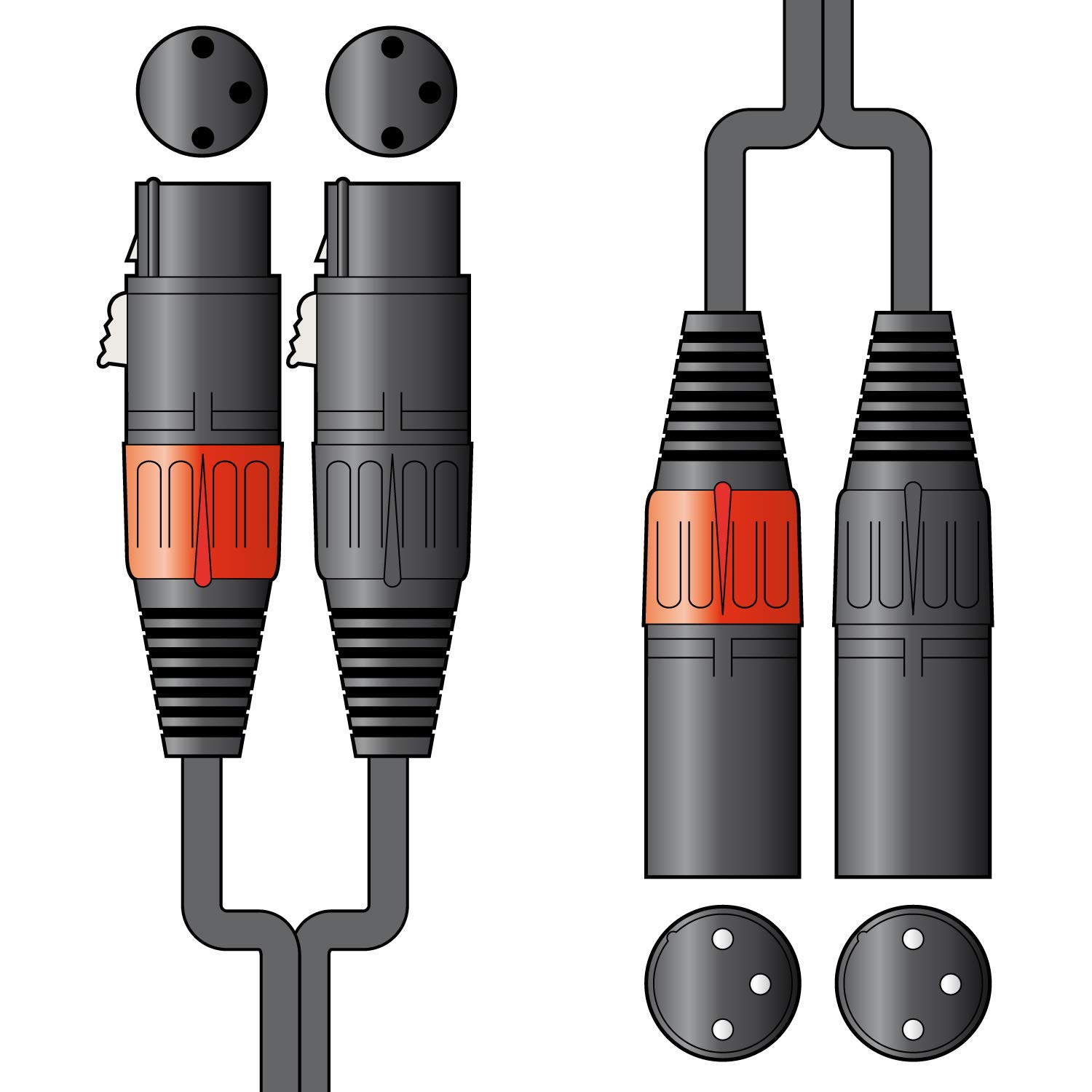 Citronic 2 x XLR Female to 2 x XLR Male Shielded Microphone Cables 6 Metre Black