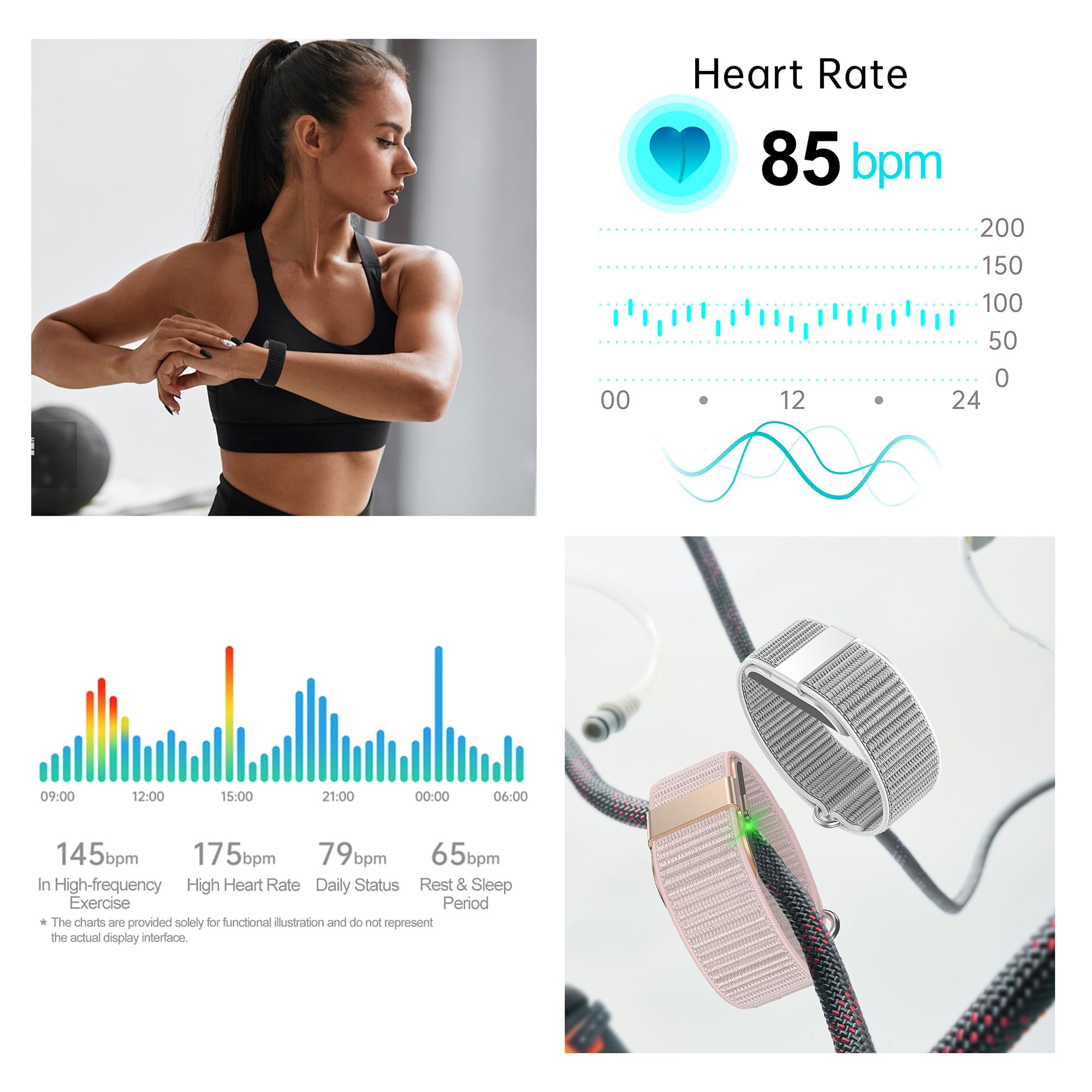 Montre connectée pour homme et femme - Montre de sport - Tracker de fitness - Android iOS - Étanche IP68 - Podomètre - Moniteur de fréquence cardiaque