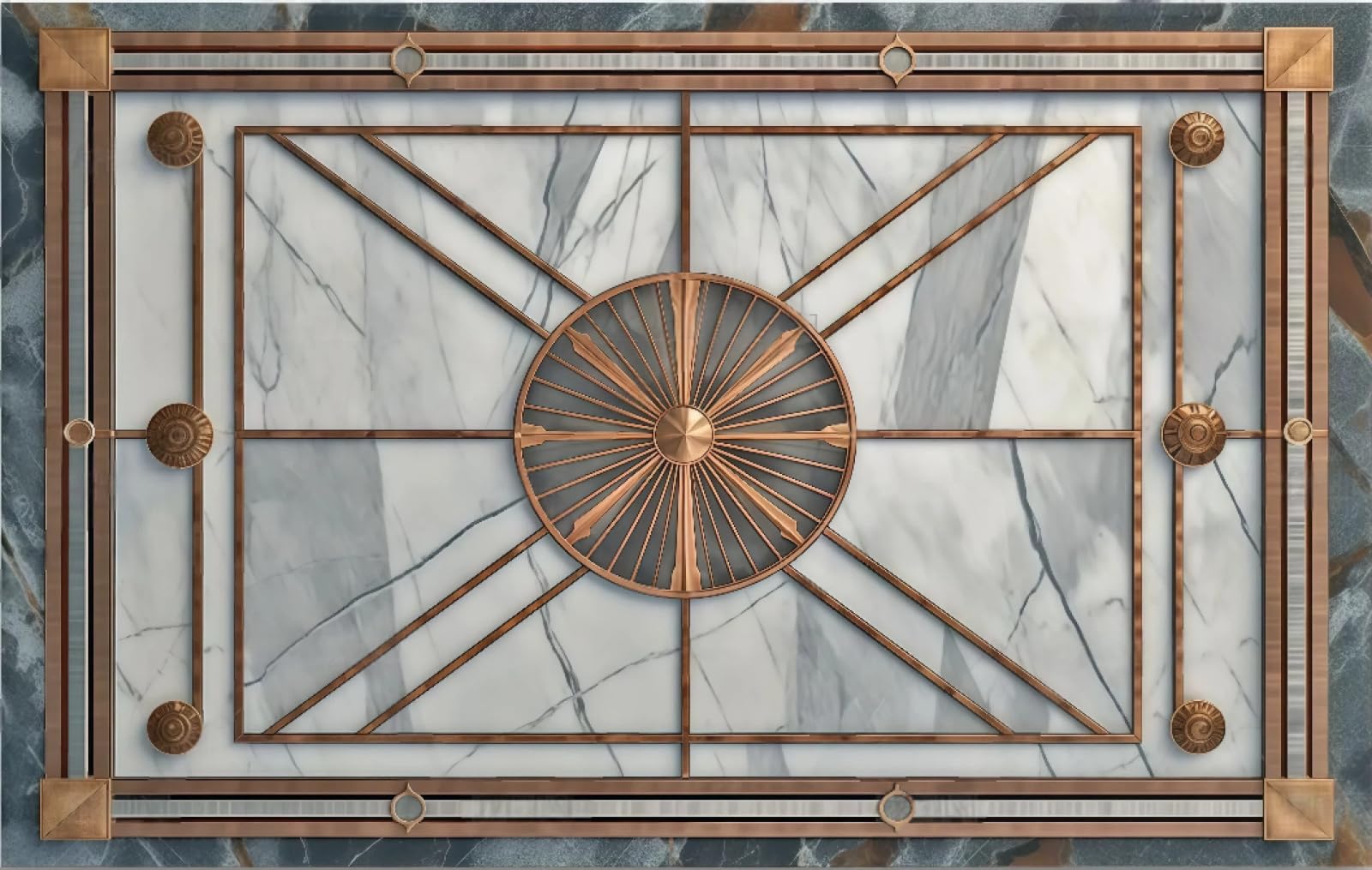 Tapeta sztuka nowoczesna złota linia geometryczne łączenie szary i niebieski marmur łupek malarstwo telewizor sofa tło ściana salon sypialnia jadalnia ścienna, 3D, 200x140 cm