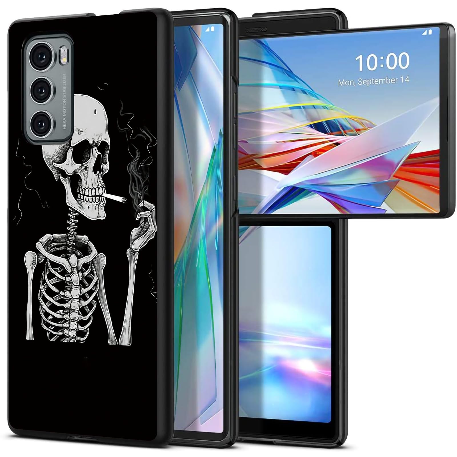 Smoke Skull for LG Wing 5G 6.8" Phone Case, Slim Phone Case for LG Wing (2020), Hard PC Shookproof Wireless Charging Men/Women Cover for LG Wing 5G