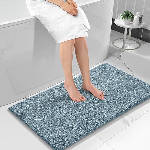 Miniatura 30 de Yimobra Alfombras de baño antideslizantes lavables de 24 x 17 pulgadas, tapete de baño de microfibra ultra suave y absorbente, alfombra decorativa