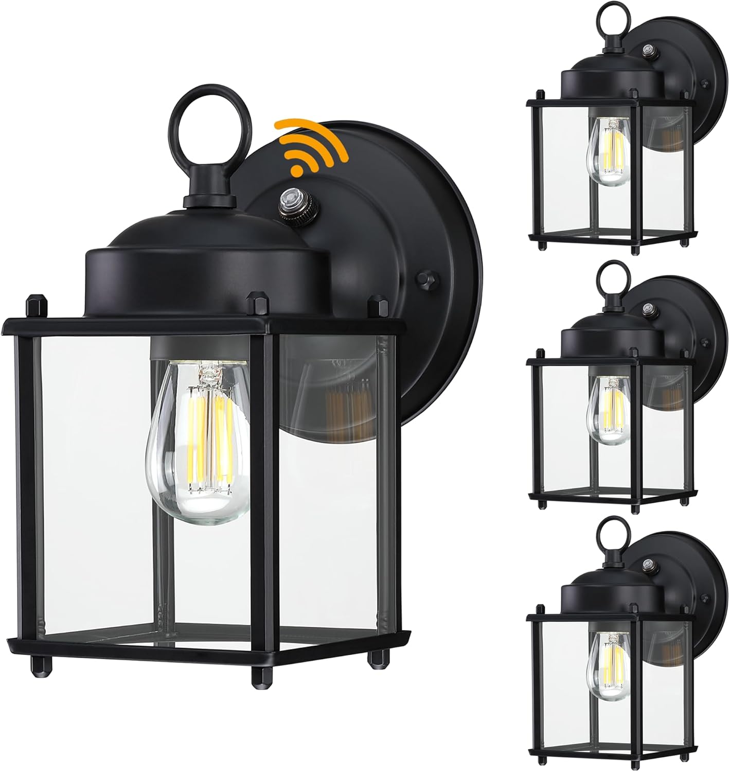 Dusk to Dawn Outdoor Wall Lantern, Exterior Waterproof Sconces Lighting Wall Mount, Front Porch Light, Anti-Rust Metal Outside Light Fixtures with Clear Glass, Matte Black, 4-Pack Dusk to Dawn Outdoor Wall Lantern, Exterior Waterproof Sconces Lighting Wall Mount, Front Porch Light, Anti-Rust Metal Outside Light Fixtures with Clear Glass, Matte Black, 4-Pack