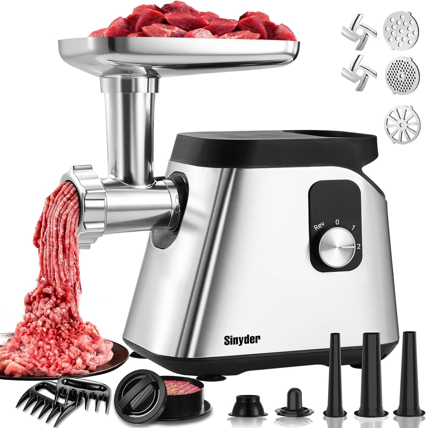 Electric Meat Grinder 2800 Max Meat Mincer With 2 Blades 3 Plates 3 Sausage Tube Food Pusher Meat Claw & Kubbe Kit for Home Use