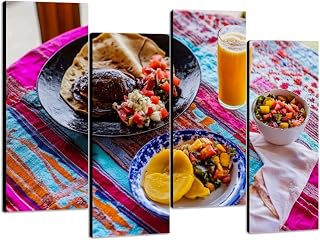 Canvas Wall Art Traditional Guatemalan breakfast tortillas Photo Prints Realism Stretched & Framed Artworks Modern Wall Decor for Living Room Bedroom Office