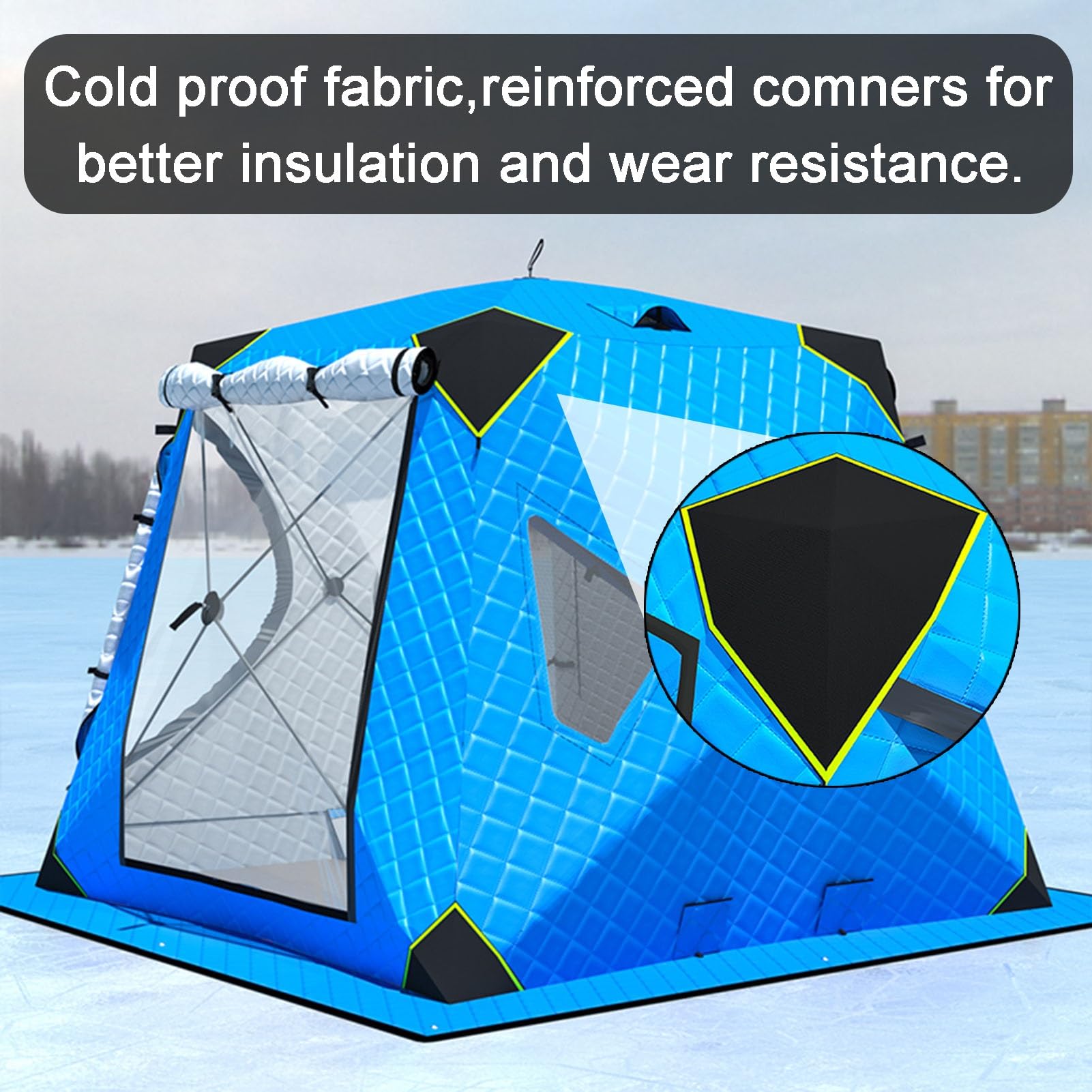 Abri de Pêche sur Glace Abri de pêche sur Glace Pliable, avec Ancres, Cordes et Sac de Transport Inclus, pour Le Camping
