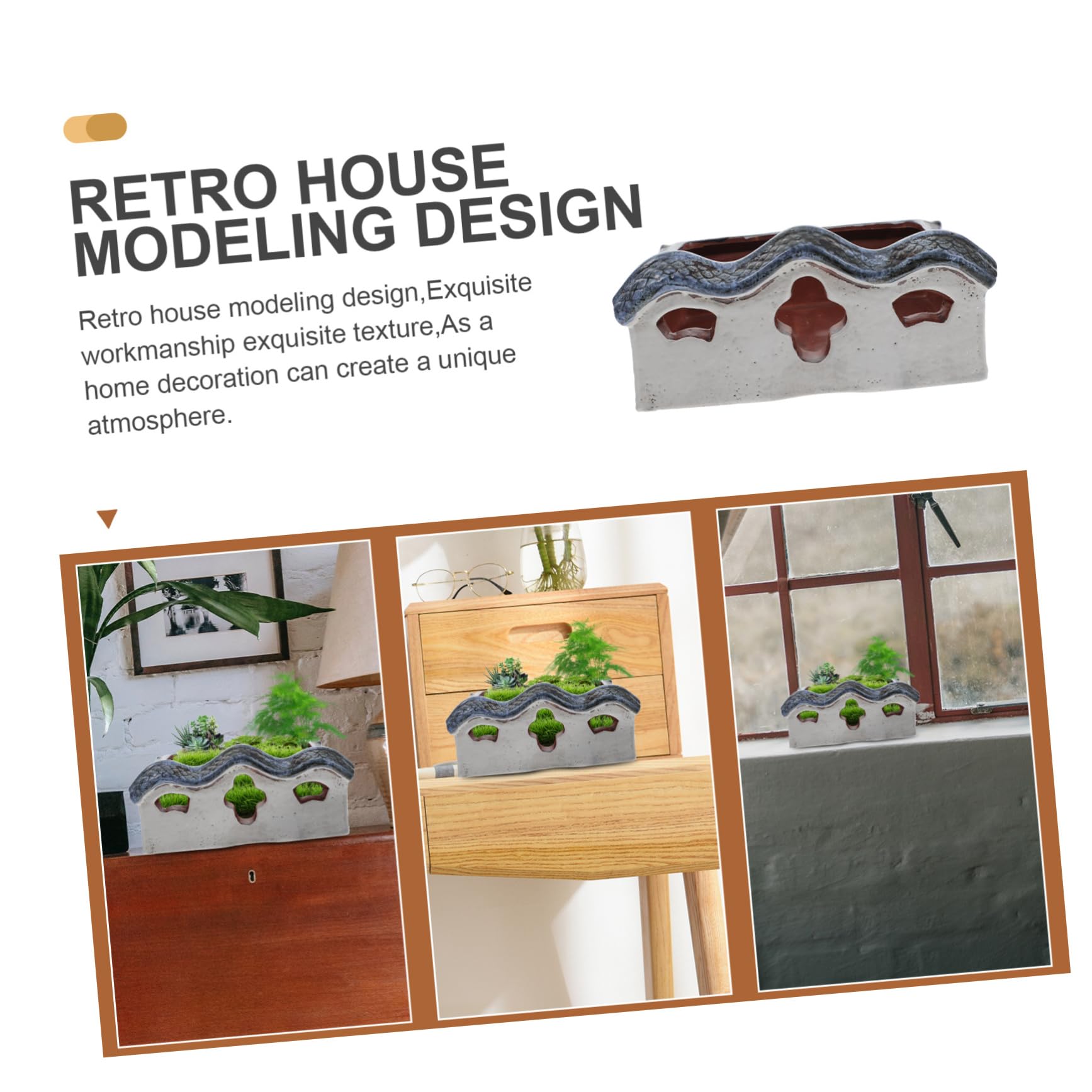 Toddmomy Ceramiczny Retro Doniczka Kształcie Domku Kreatywny Ozdobny Kwietnik Rośliny Stylowy Flowerpot Do Ogrodu Lub Dekoracji Wnętrz