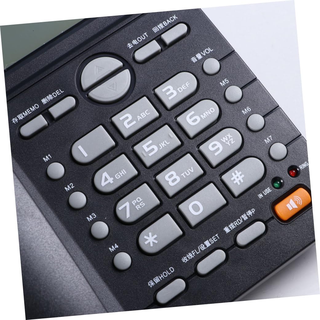 NUOBESTY Telefono Fisso da Ufficio e Casa Doppio Ingresso Nero | Identificazione Chiamate, Funzione Musicale Integrata, Protezione Antifurto Elettronica, per Negozio e Telemarketing