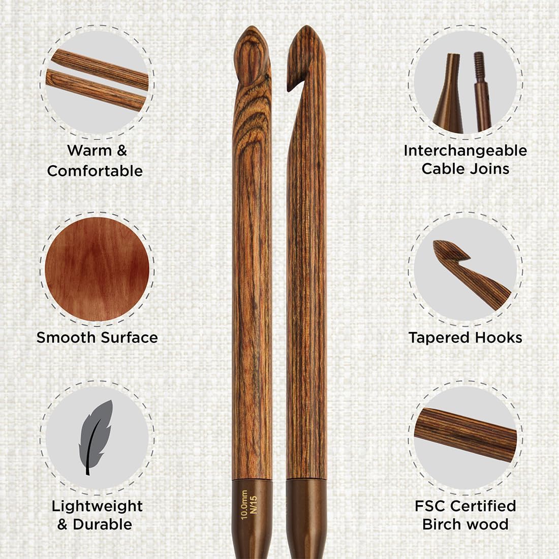 KnitPro Ginger Grande Afghan/Tunisian Crochet Hook Set |12 US Sizes (E to 12mm)