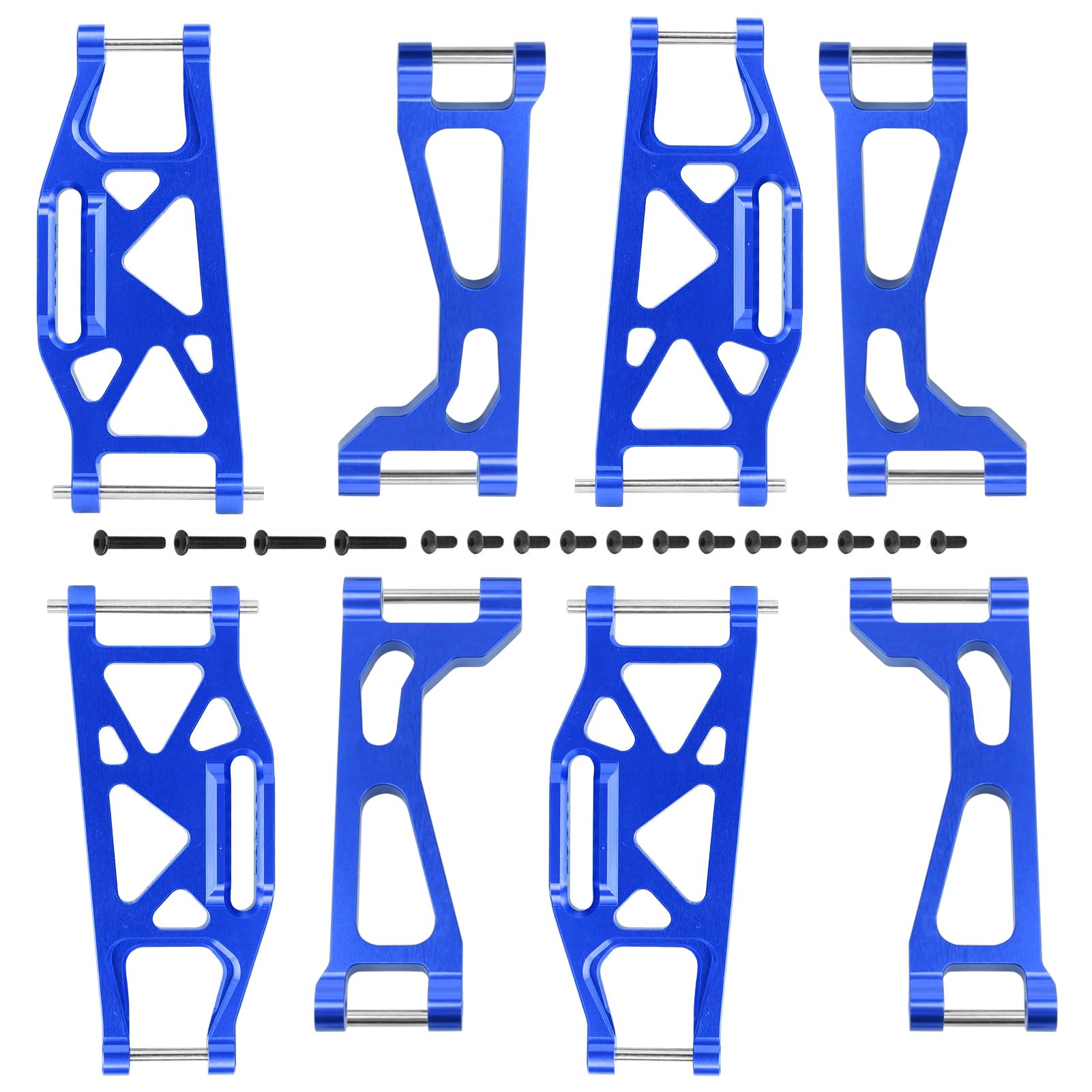 FriHobby Aluminum Suspention A-Arms for Traxxas WideMaxx 8995 8998 8999 Upgrades, Front and Rear, Upper and Lower (Blue)